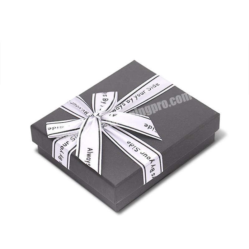 Customized Design Logo Printing Empty Fancy Packaging Boxes White Butterfly Ribbon Black Gift Paper Boxes
