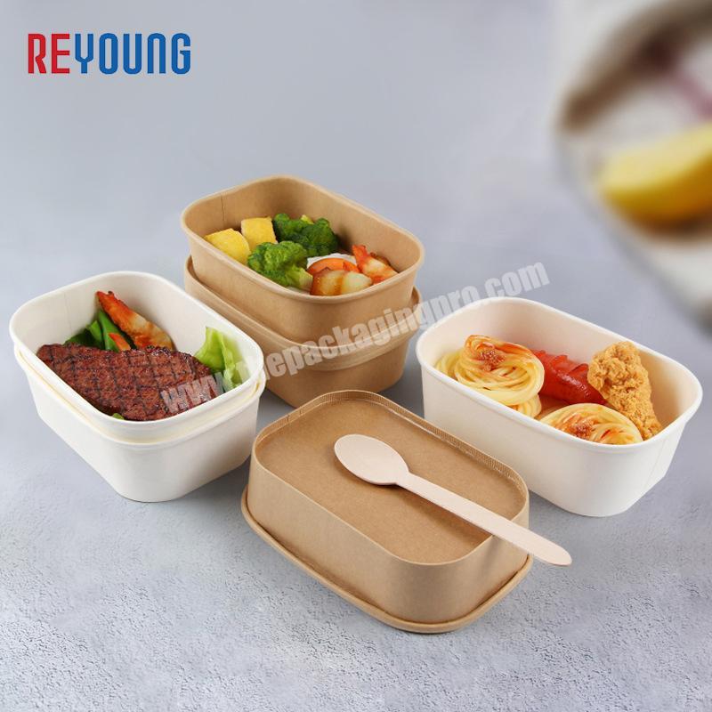 Customized Disposable Container Eco Custom Logo Printing Food Take Away Food Grade Brown Kraft Paper Lunch Box For Restaurant