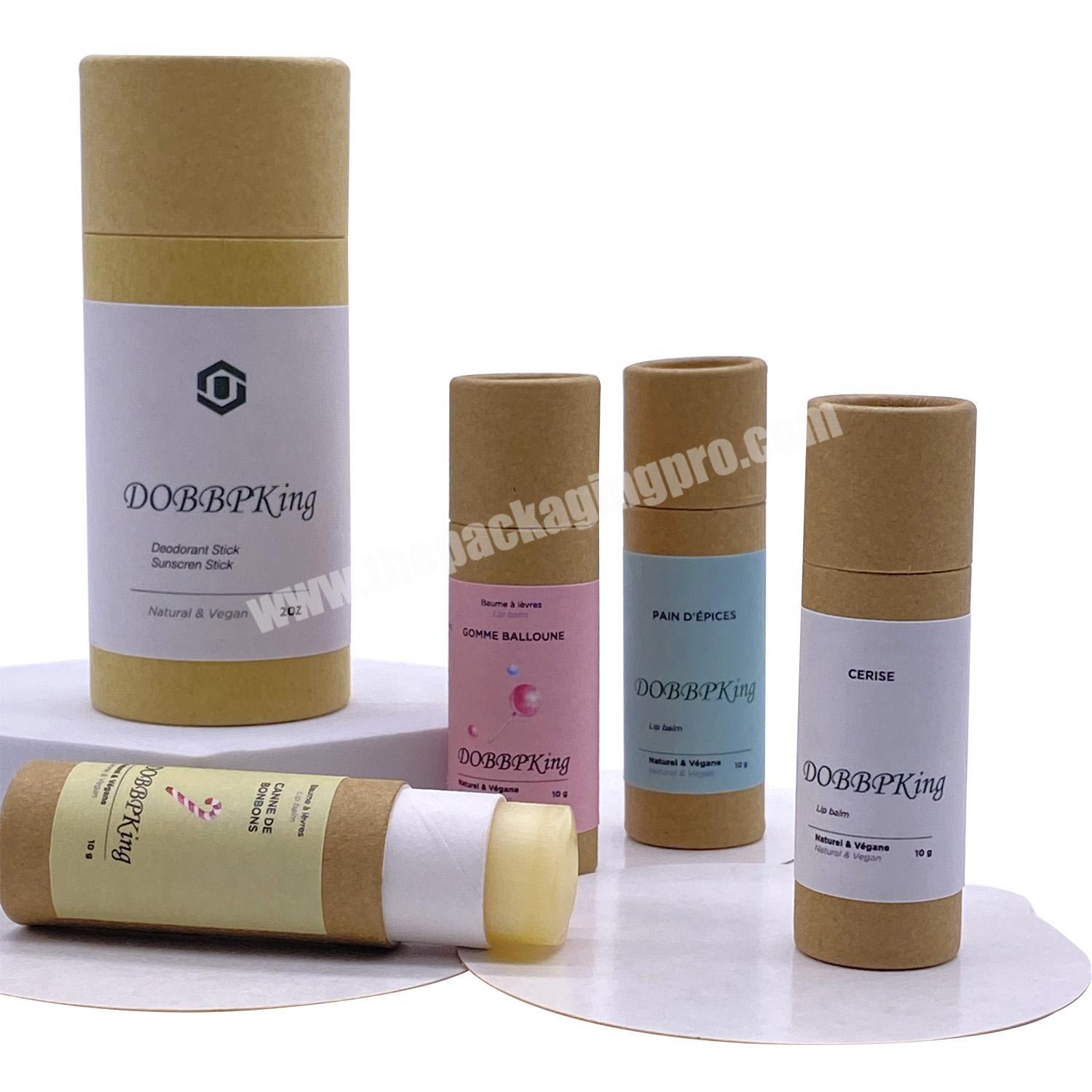 Customized Empty Biodegradable Kraft Push up Lip Balm Paper Tube Cosmetic Packaging
