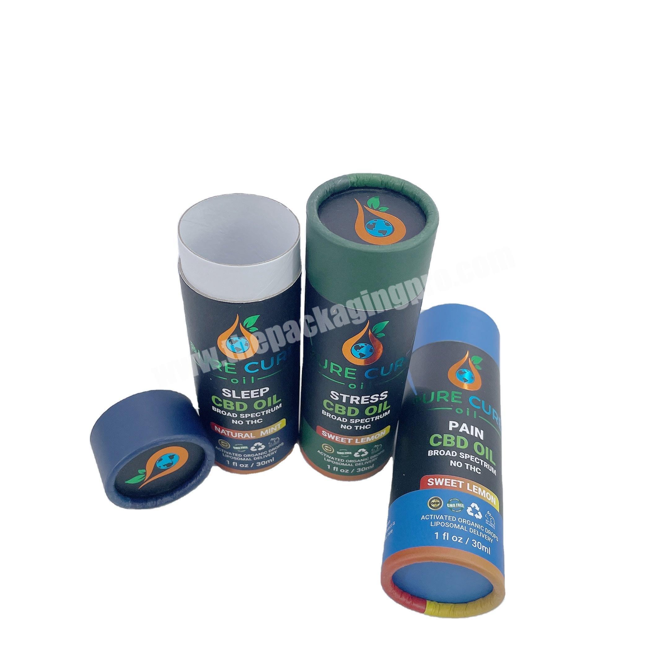 Customized High-Quality CBD Liquid Bottle Round Packaging Cylinder Essential Oil Paper Tube