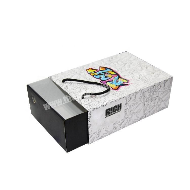 Customized High-grade Fashion Logo Drawer Boxes with String Premium Shoe boxes