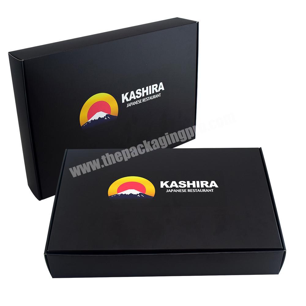 Customized Logo Printing Food Grade Disposable Takeout To Go Black Paper Delivery Packaging Bento Sushi Takeaway Box With Insert