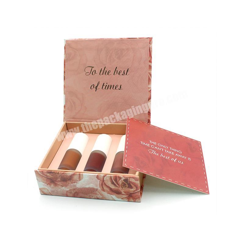 Customized Pink Red Color Cosmetic Skincare Packaging Box Cardboard Packing Box for Makeup Essential Lip Gloss Oil