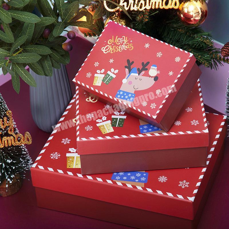 Customized Printing New Christmas Candle And Chocolate Large Cartoon Elk Scarf Gloves Packaging Cardboardf Paper Gift Box