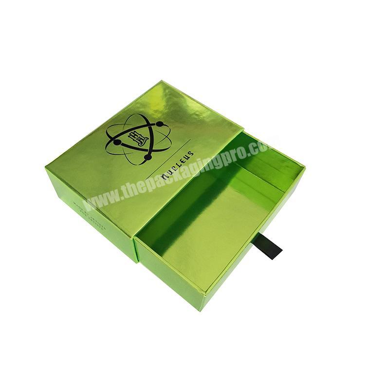 Customized Shiny Green Holographic Drawer Gift Packaging Box Custom Logo
