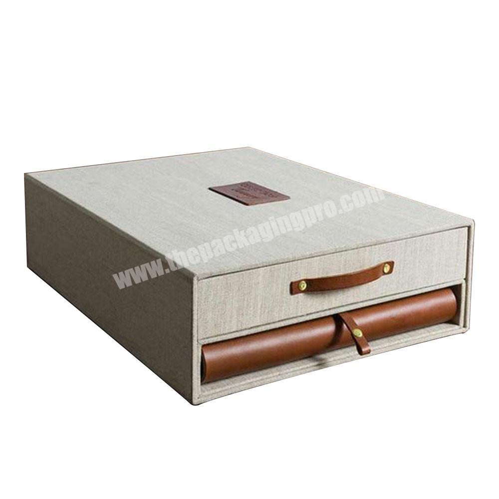 Customized file storage drawer box sliding drawer box with handle high end storage gift packaging box