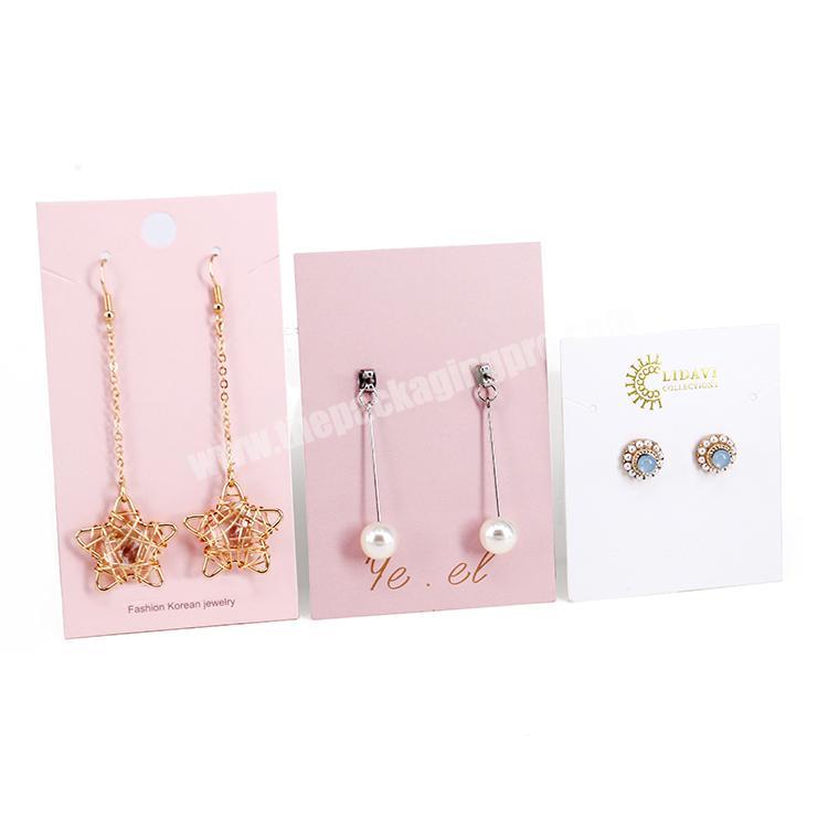 Customized gold logo design printed earring necklace holders display packaging jewelry cards