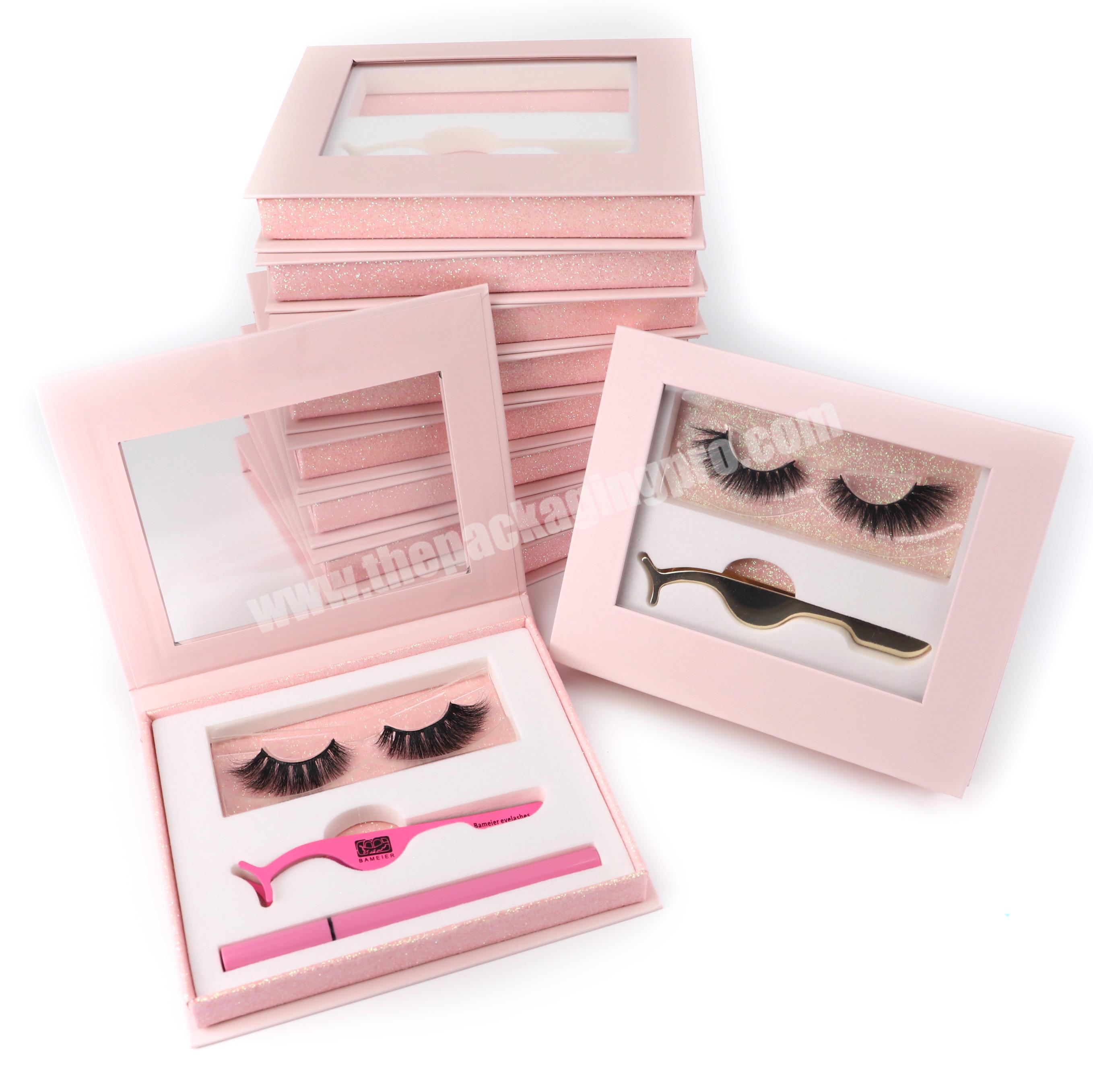 Customized mink 3d paper eyelashes gift paper packaging empty cosmetic lash vendor box custom eyelash box with logo