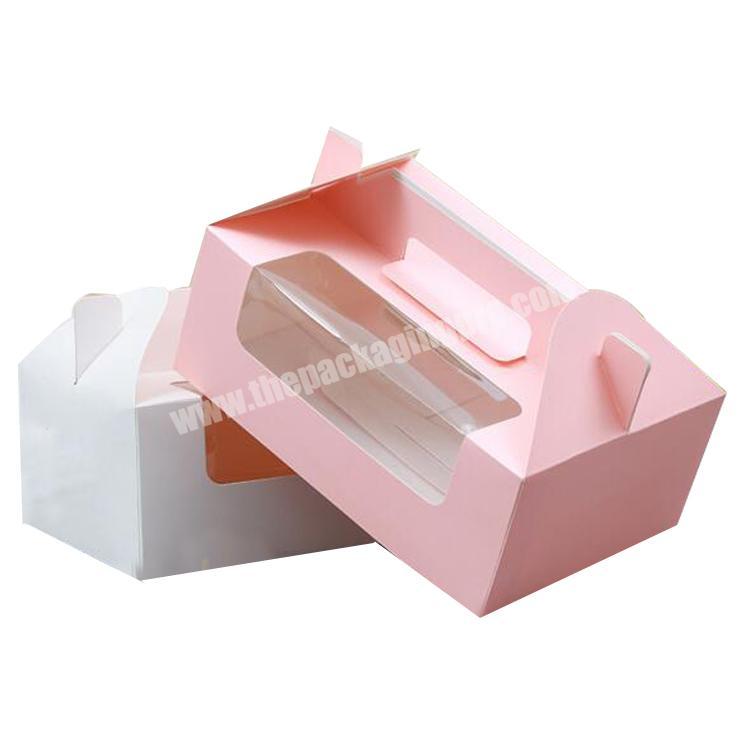Customized snack cookie cupcake food take away packaging paper box PVC window with handle