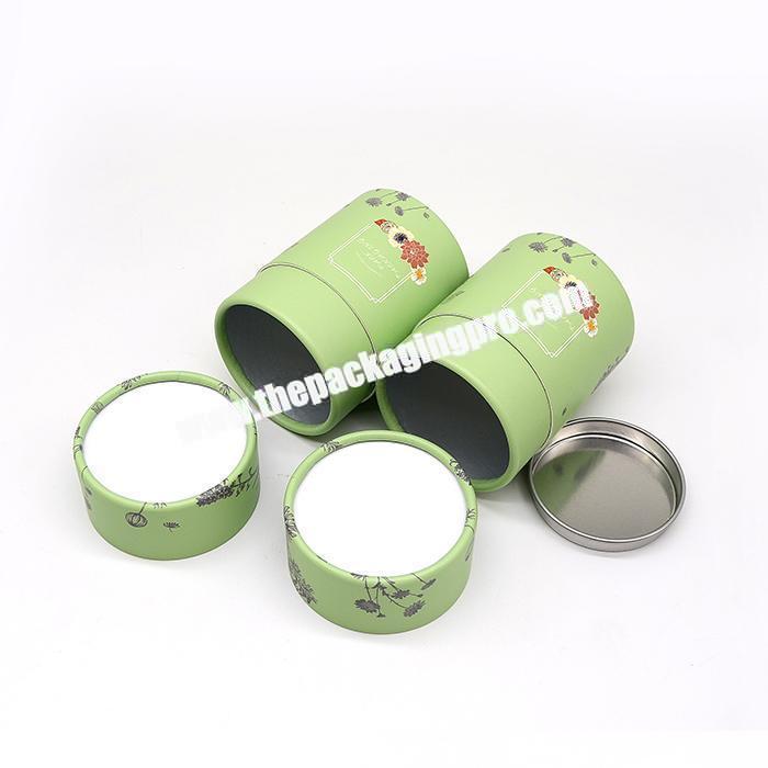 Cylinder Cardboard Packaging Cardboard Tea Paper Packaging Tubes with Metal Lid