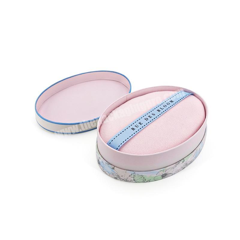 personalize Decorative Oval Paper Cylinder Tube  Cheap Oval Cardboard Boxes Pink Oval Cosmetic Box with Powder Puff