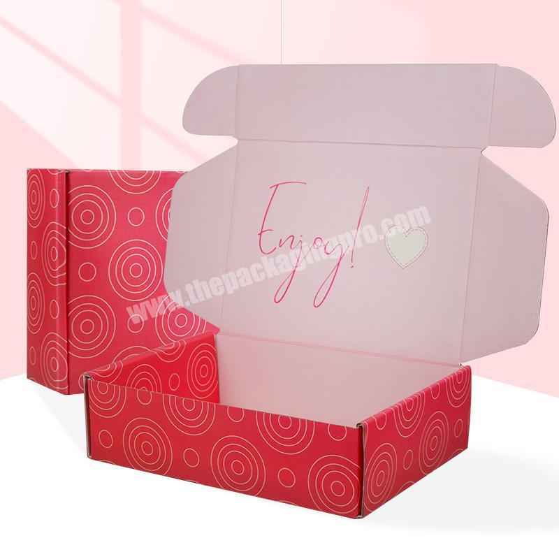 Delicate special design custom corrugated cosmetic gift pink paper packaging mailer box