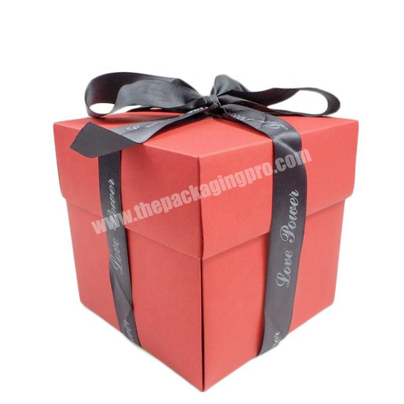 Deluxe explosion launch gift box Valentine's Day gift love bow box black cardboard box
