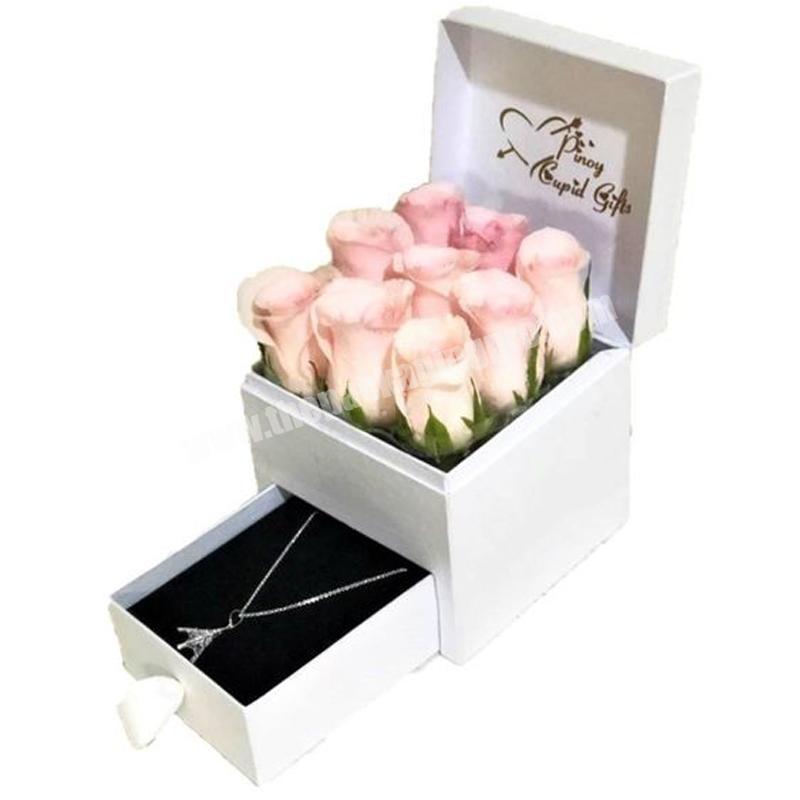Design eco friendly custom jewelry drawer packaging box preserved flowers custom jewelry boxes with logo jewelry paper box