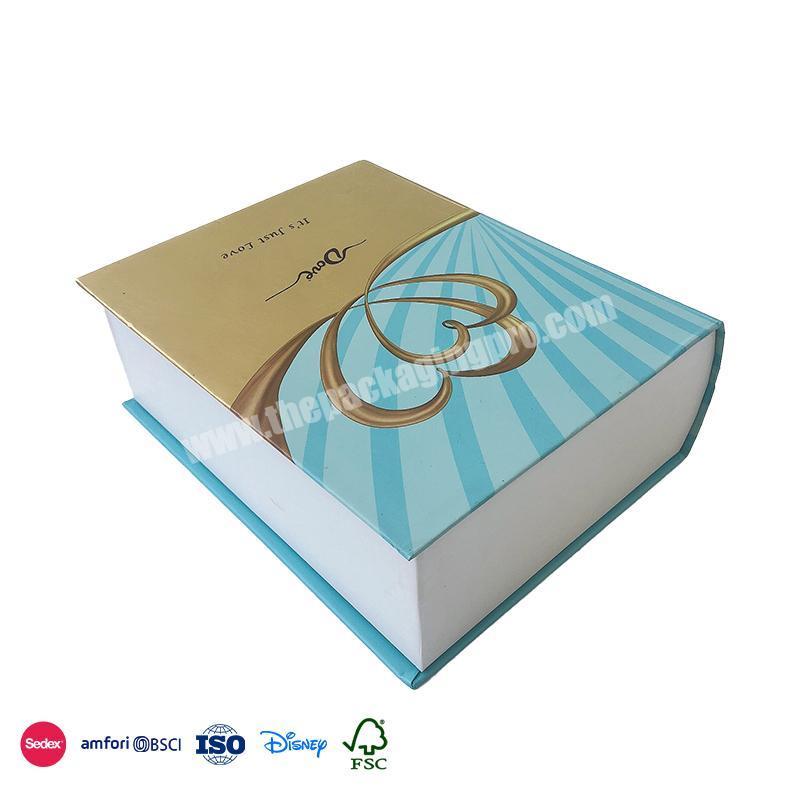Direct Factory Price Fresh color with product logo Curved with compartment book shaped box for chocolate