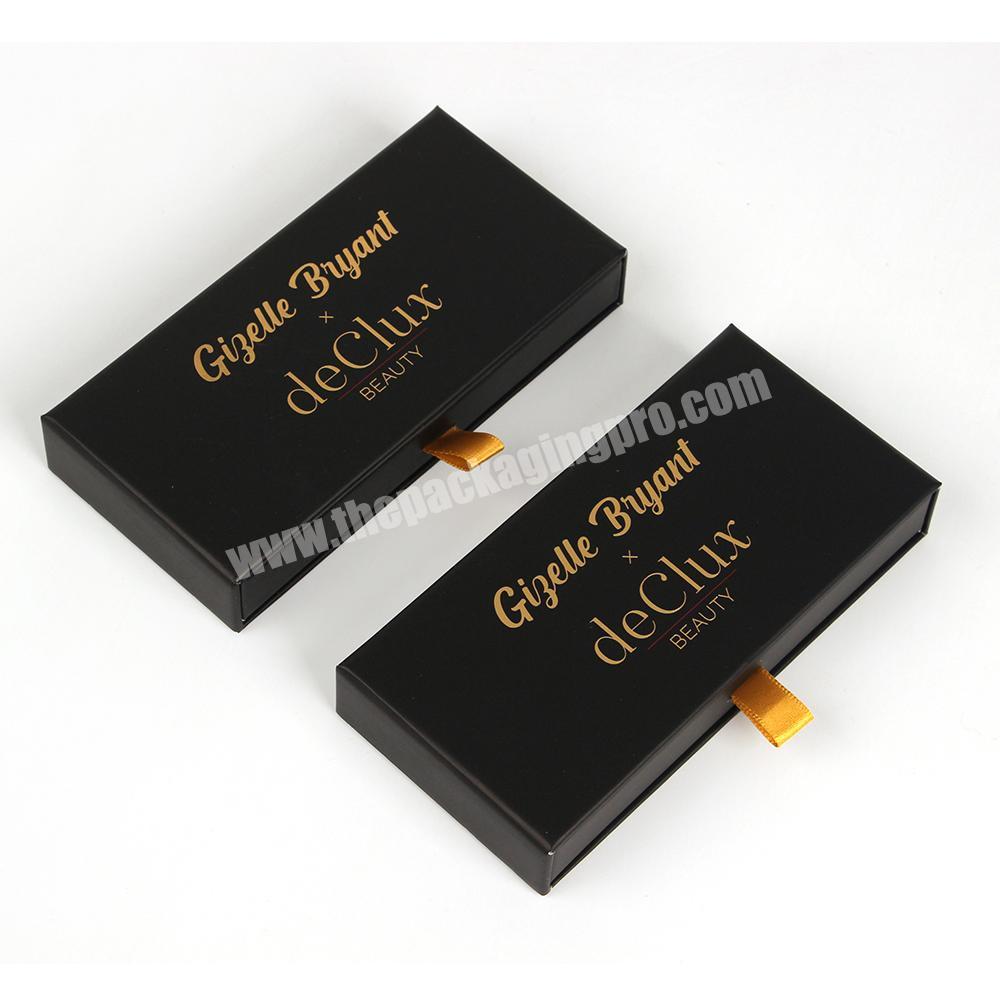 Drawer style eyelash packaging boxes gold stamping logo eyelash boxes custom