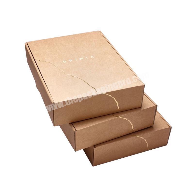 E-commerce Paper Box Manufacture Customized Kraft Paper Mailer Boxes With Gold Logo Durable Apparel Packaging Boxes
