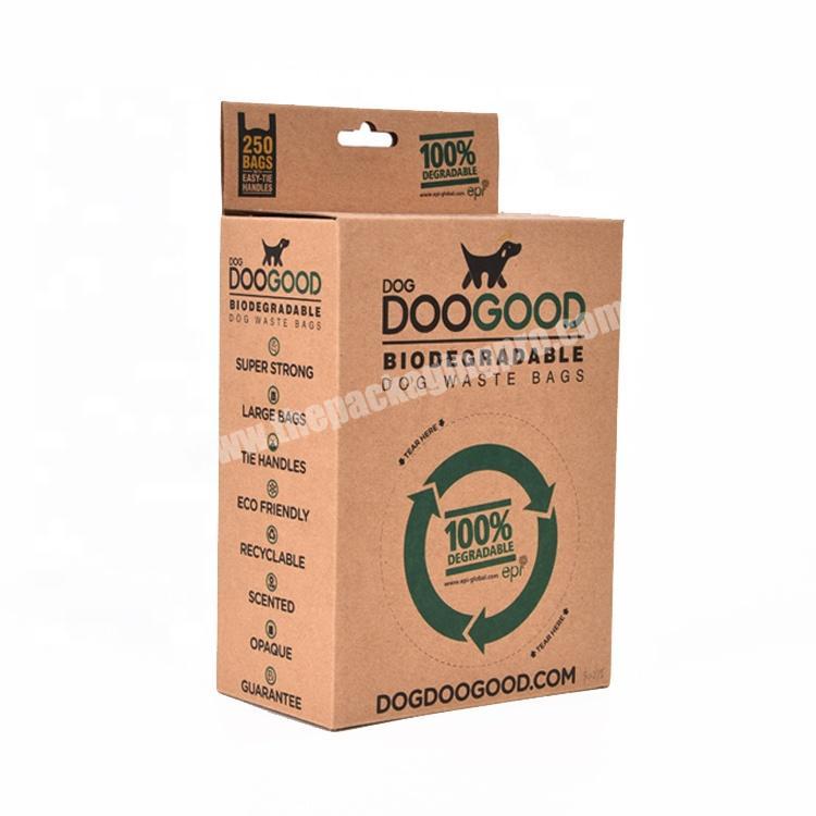 Eco Friendly Biodegradable Dog Waste Poop Bags Paper Packaging Box With Handle