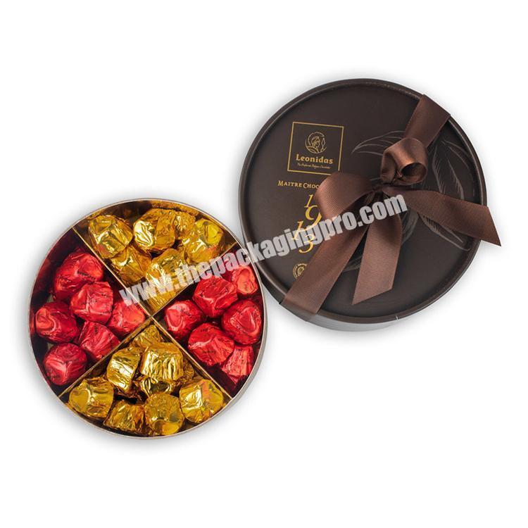 Eco Friendly Chocolate Paper Food Packaging Custom Ribbon Gift Boxes Candy Airtight Paper Tube Food Container