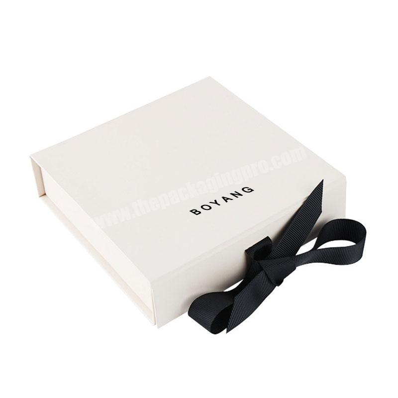 Designer Luxury Foldable White Cardboard Paper Collapsible Box Magnetic Rigid Packaging Custom Gift Boxes With Ribbon