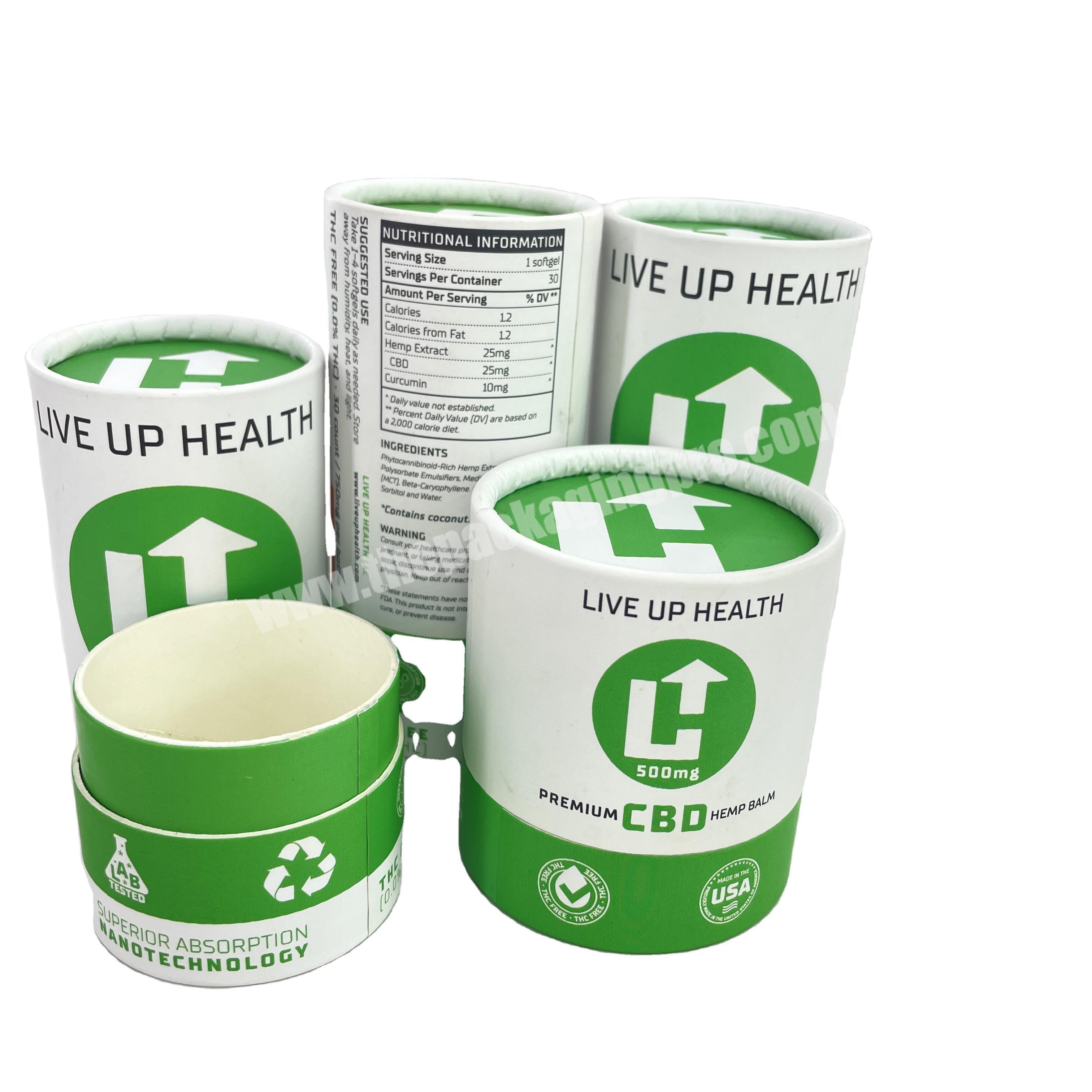 Eco Friendly Custom Pure Natural Medicinal  Cardboard Packaging Pill Capsule Paper Tube