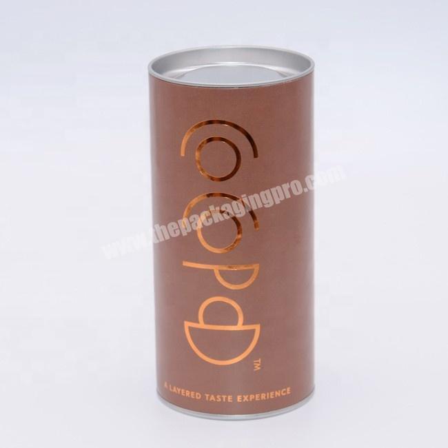 Eco Friendly Food Grade Paper Canister Tea Cardboard Containers CoffeeCandyChocolate Packaging Paper Tube With Metal Lid