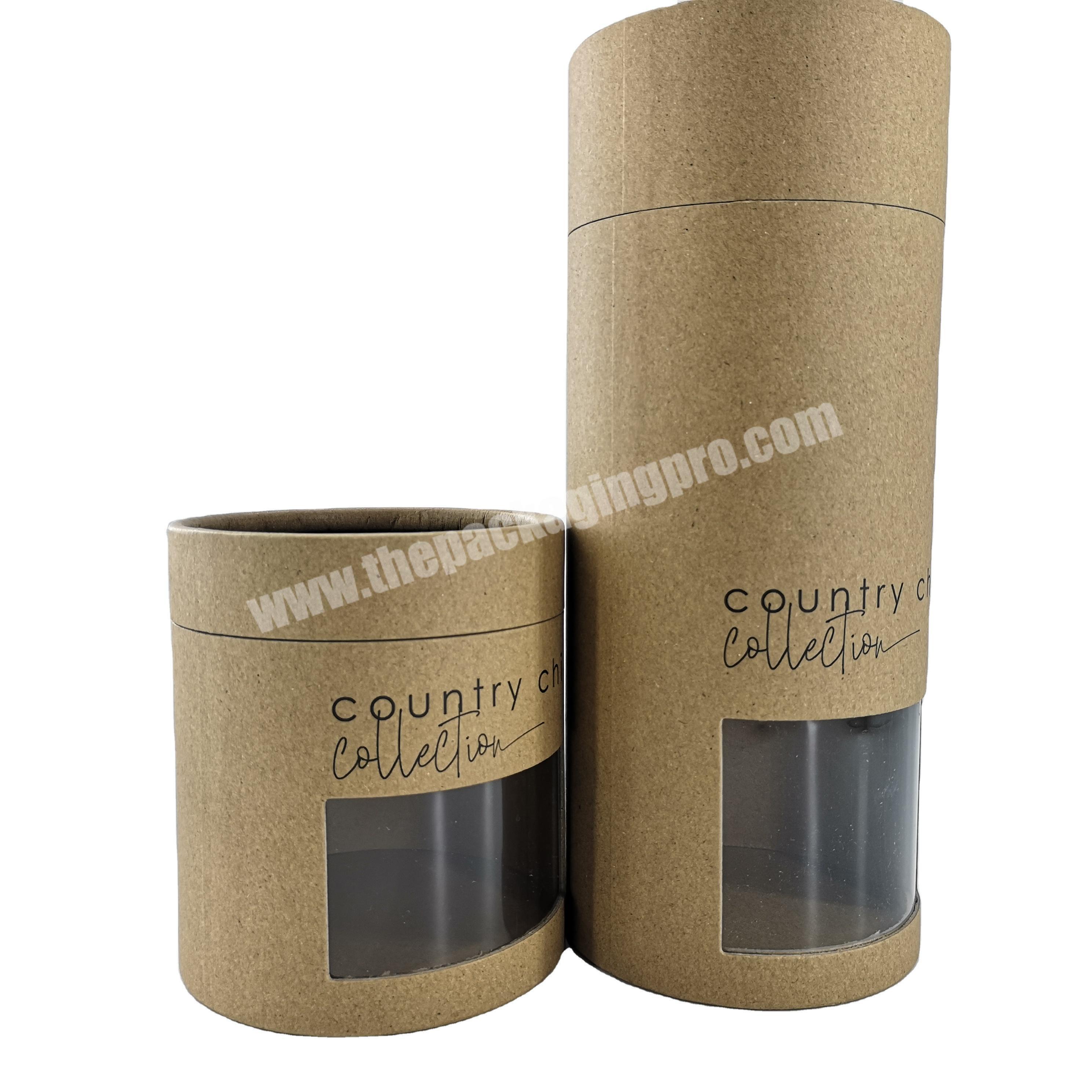 Eco Friendly Kraft Paper Tube With Window Paper Round Packaging Tube With Clear Pvc Window Paper Can With Window