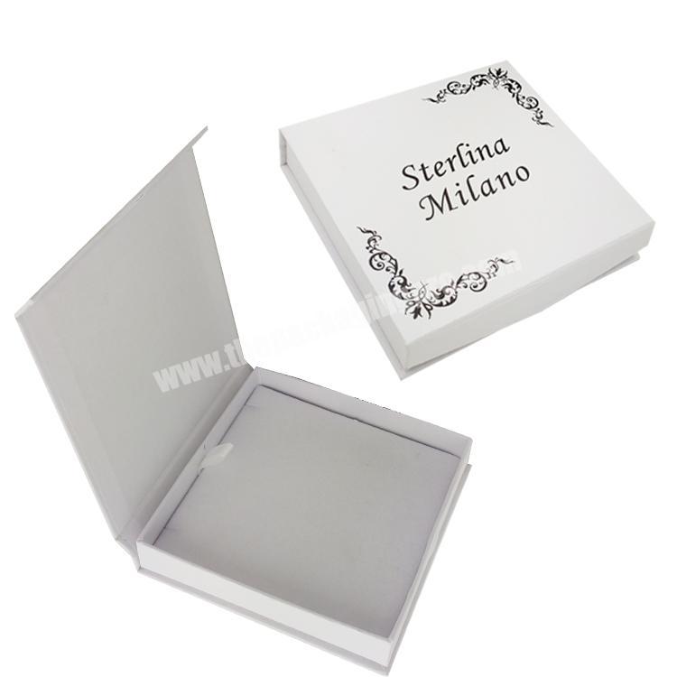 Eco friendly Custom logo luxury white leatherette small hard cardboard magnetic craft paper velvet jewelry gift box packaging