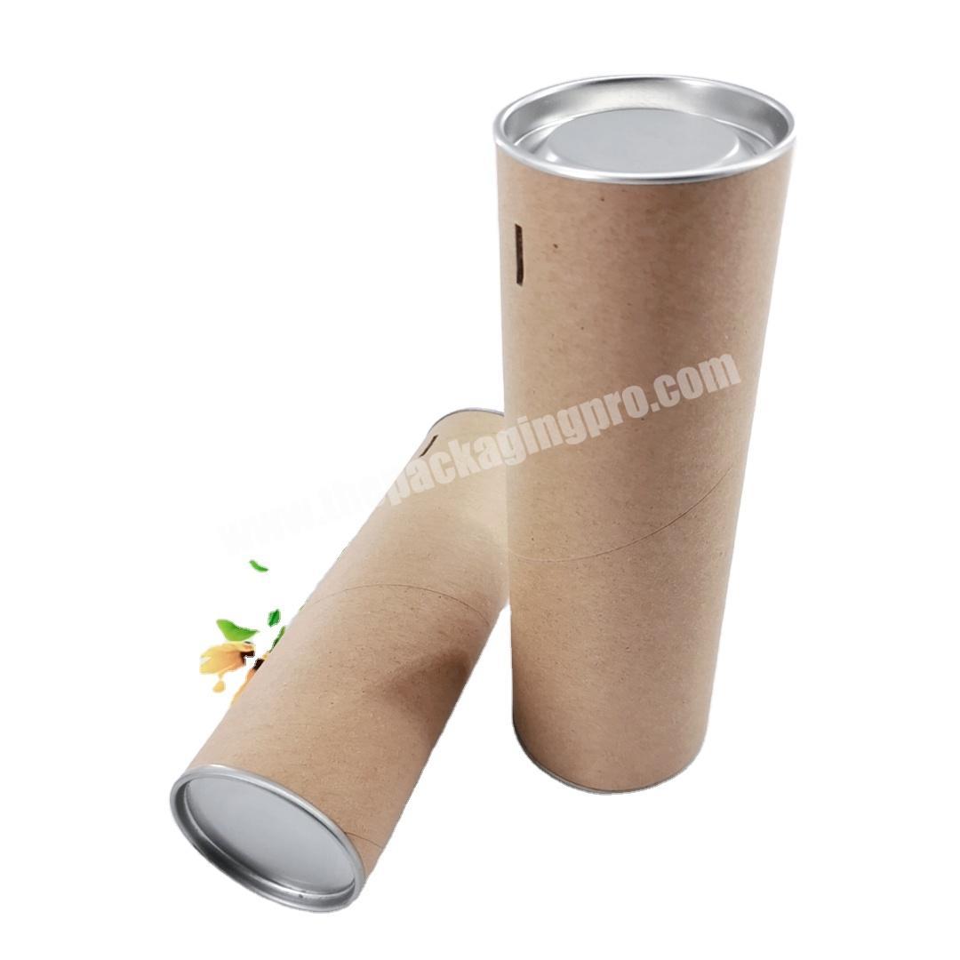 Eco-friendly Packaging Metal Lid Seal Paper Tubes for Chips SnacksCandyCookieTea