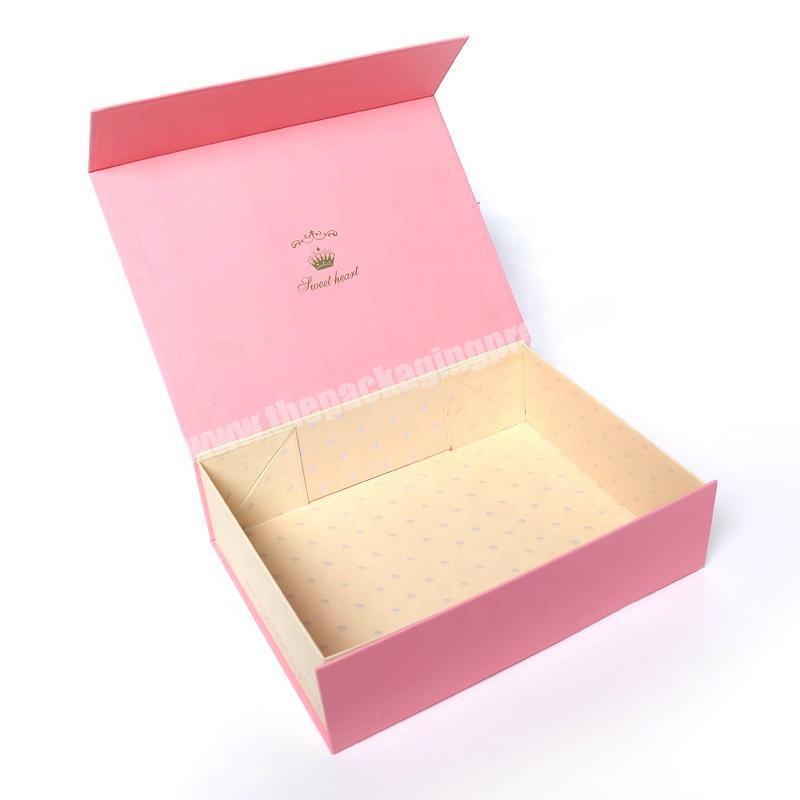 Eco-friendly Paperboard Custom Folding Box Packaging keepsake Magnet Flip lid Clothing Gift Box Pink Christmas Cosmetic Boxes