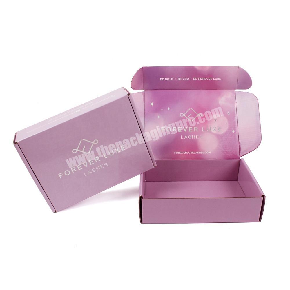 Eco friendly purple personalized packaging shipping boxes prime branded mailer box packing custom