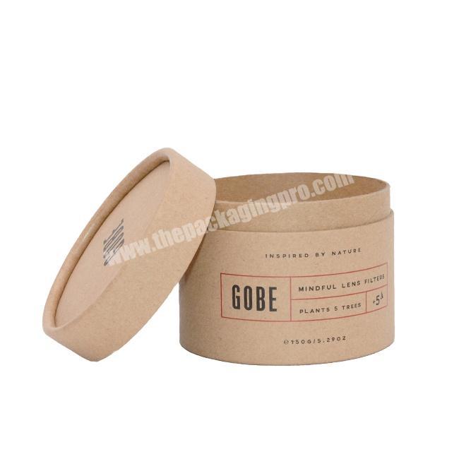 Eco friendly round shape brown kraft paper tube for giftcandle jar packing container tube