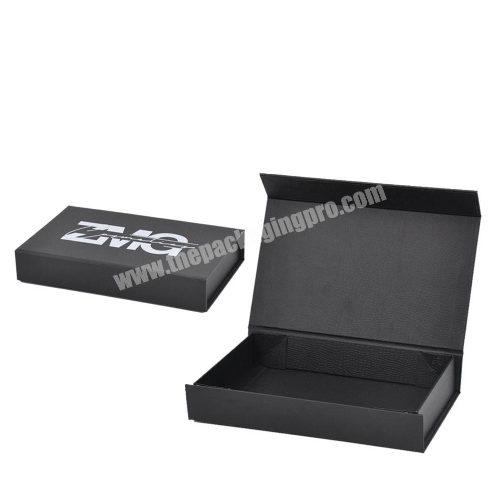 Environmental Foldable black printed paper box gift box packaging box with golden foil logo printing