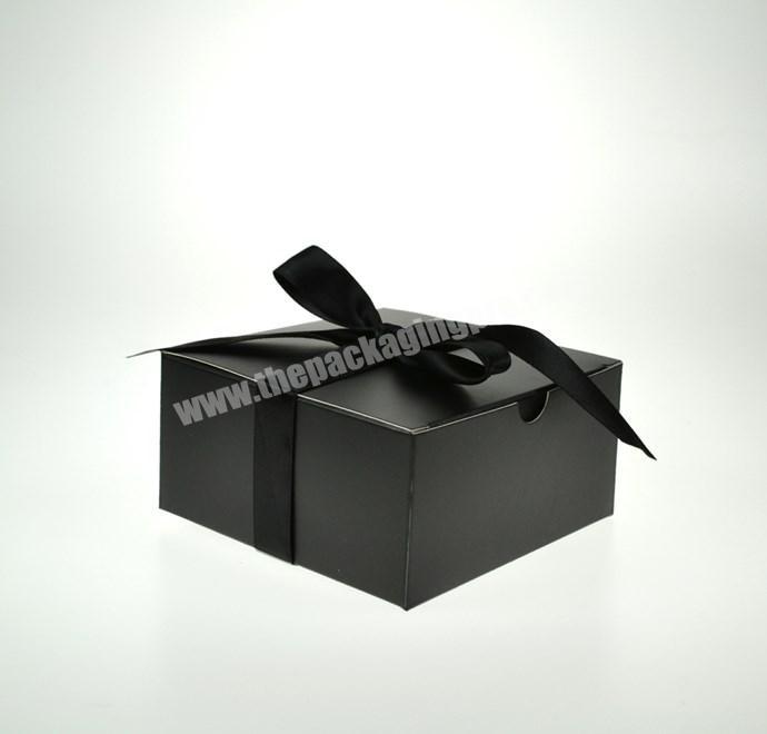 Factory Cost Fancy Design Matte Black Paper Gift Box For Necklace Packaging With Ribbon