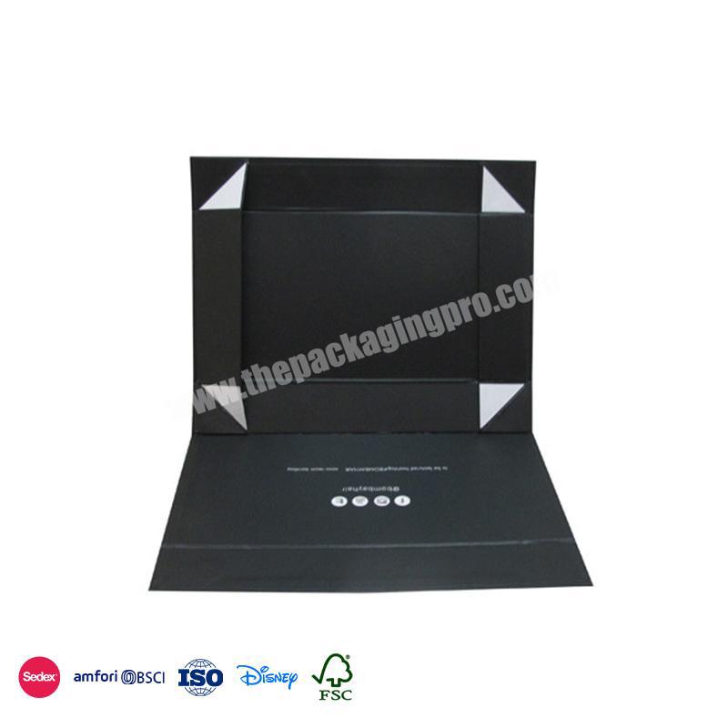 Factory Direct Recyclable OEM Foldable Black Magnetic Paper Large Gift Box With Magnetic Lid