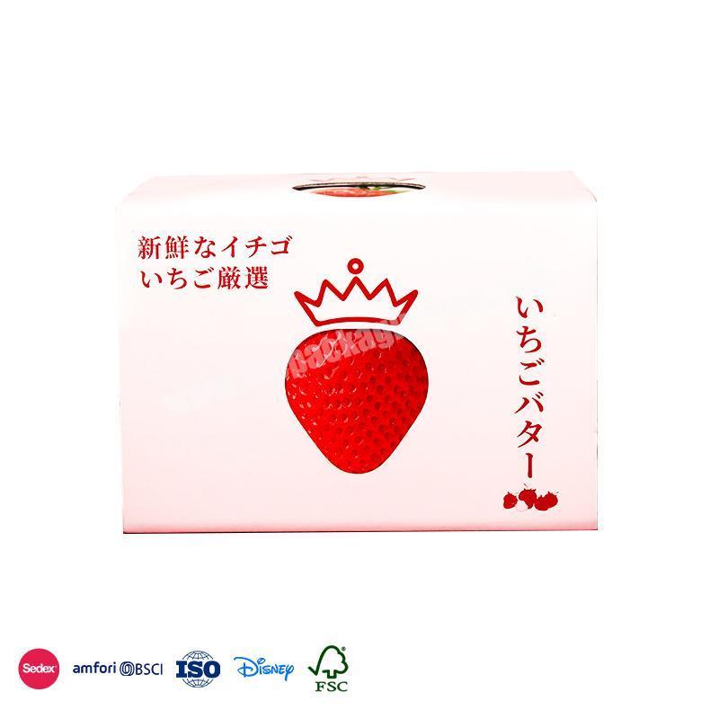 Factory Direct Supply Red and white strawberry pattern cutout design fruit packaging box for strawberry factory