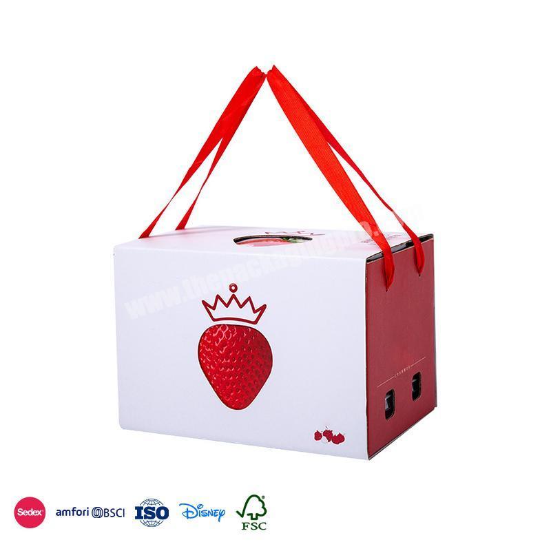 Factory Direct Supply Red and white strawberry pattern cutout design fruit packaging box for strawberry manufacturer