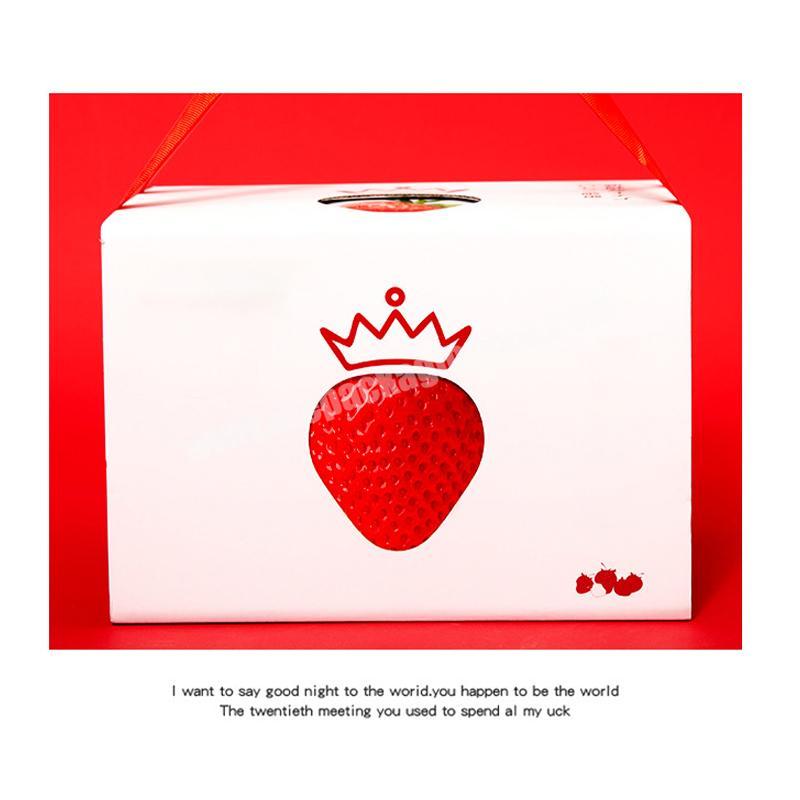 personalize Factory Direct Supply Red and white strawberry pattern cutout design fruit packaging box for strawberry