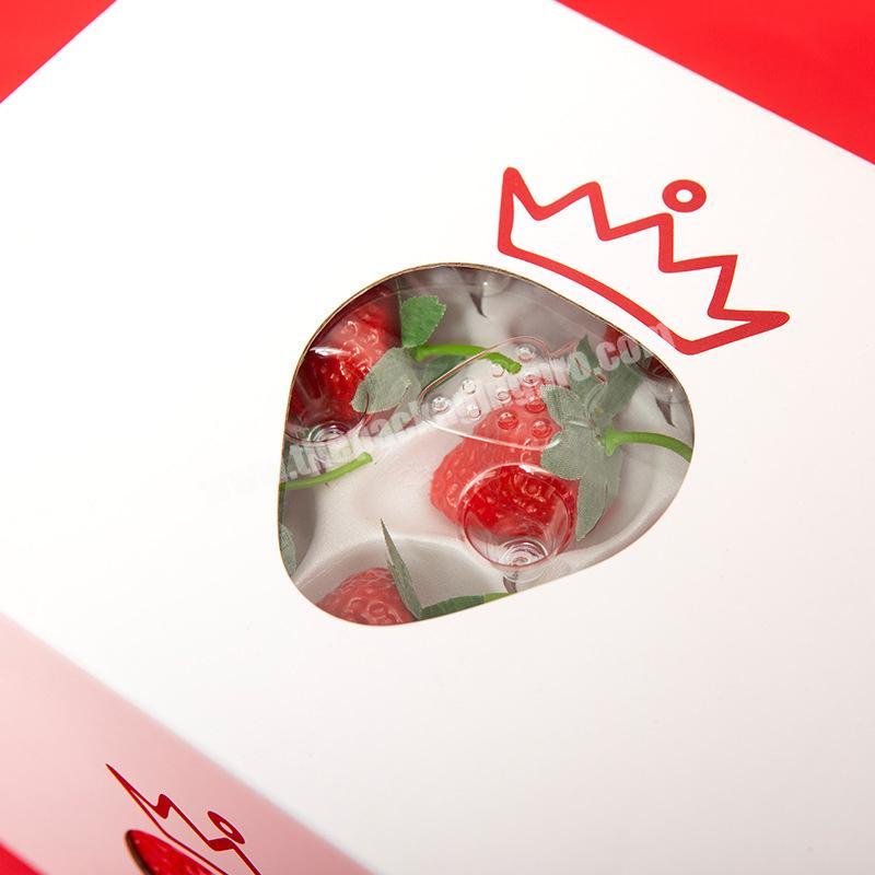custom Factory Direct Supply Red and white strawberry pattern cutout design fruit packaging box for strawberry 