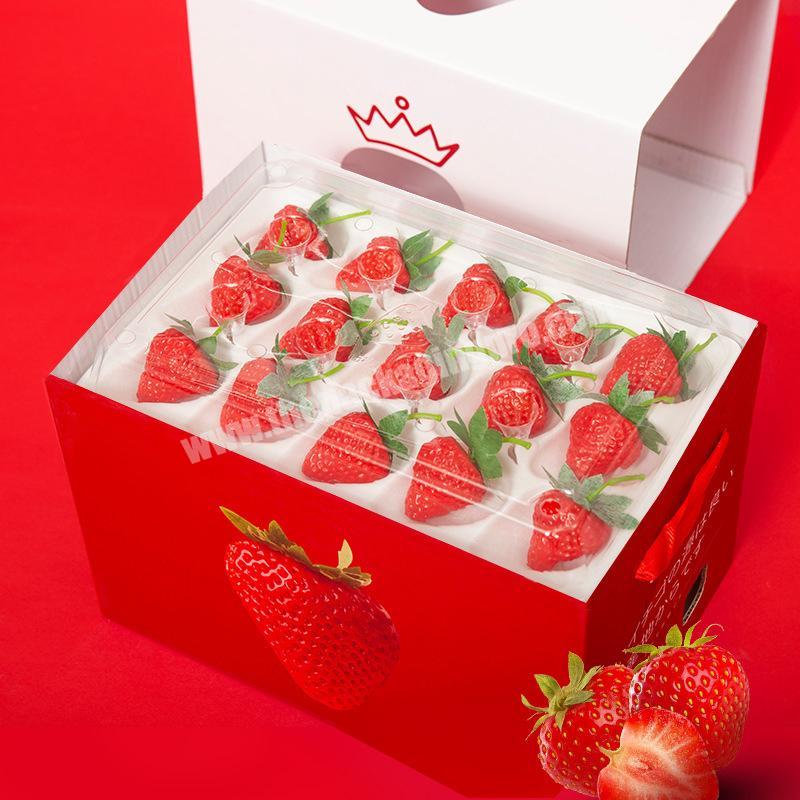 Factory Direct Supply Red and white strawberry pattern cutout design fruit packaging box for strawberry wholesaler