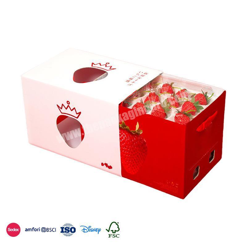 Factory Direct Supply Red and white strawberry pattern cutout design fruit packaging box for strawberry