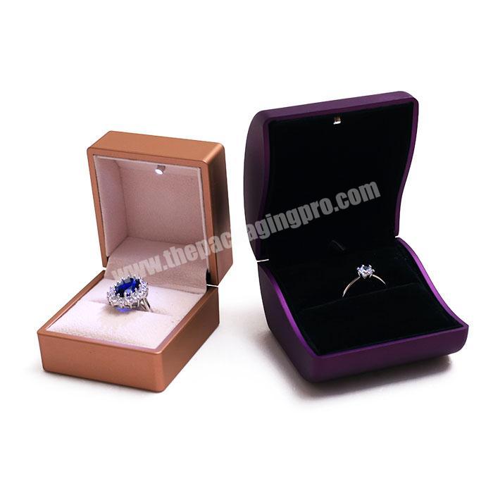 Factory Hot Sell Custom High Quality Fashion Products Luxury Plastic Blue led Light Jewelry Box For Rings