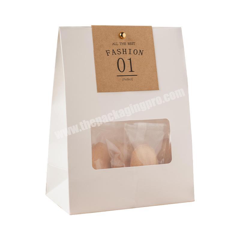 Factory Manufacturer Food Printed White Kraft Bread packing paper bag with plastic window
