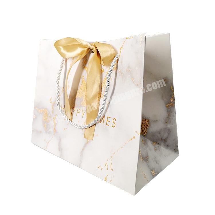 Factory Personalized Printing Marble Patterned Paper Wedding Gift Bags With Handles Eco Friendly Paper Shopping Bag