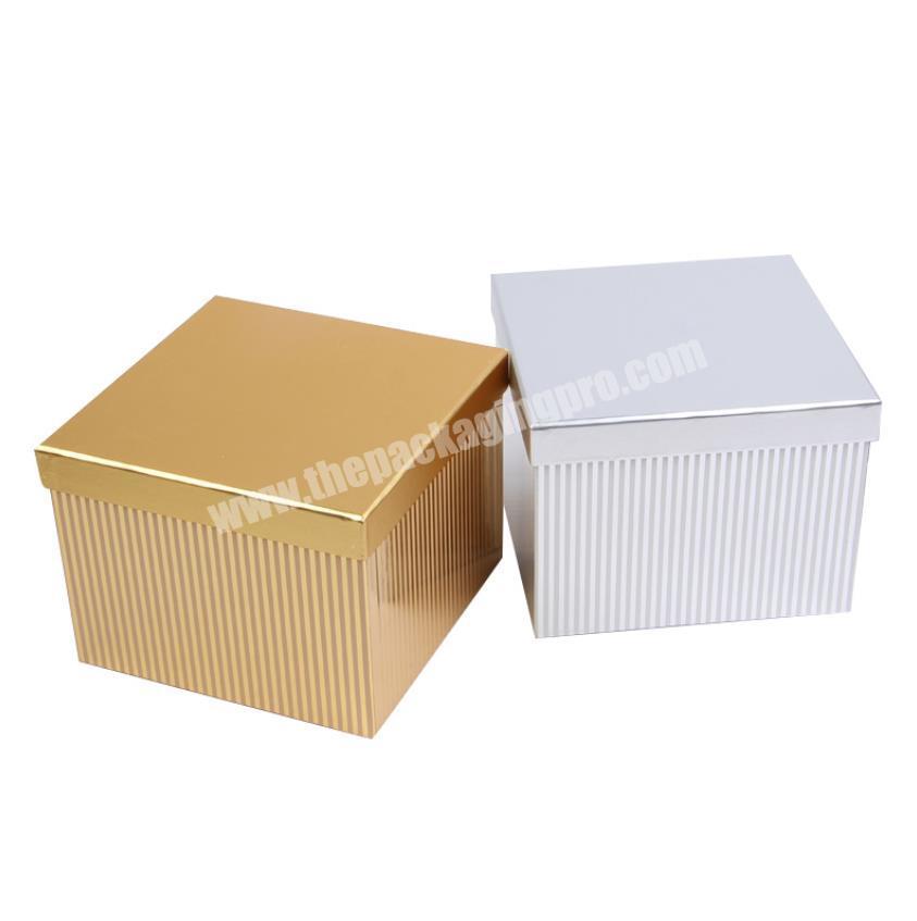 Factory Price Eco Friendly Golden Paperboard Cover Square Flower Box for Rose Flower Display
