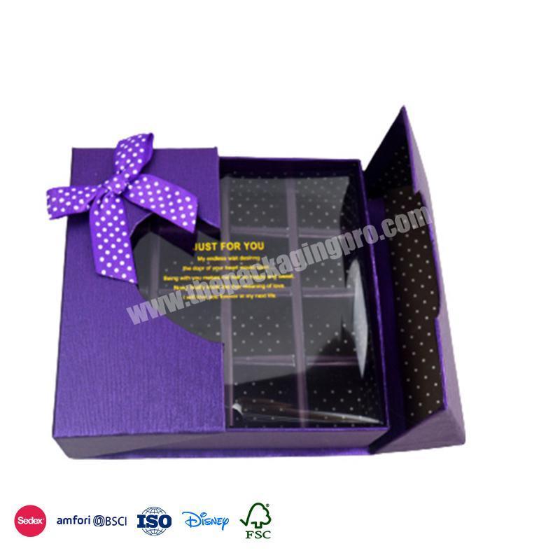 Factory Price Newest Heart hollow design with small bows on both sides chocolate gift box for wedding guest
