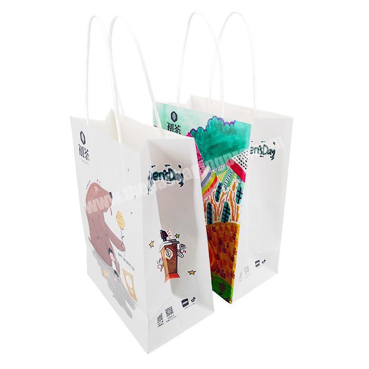 Factory Wholesale Cheap Take Away Coffee Paper Bags Eco Friendly Packing Milky Tea Takeaway Paper Bag With Logo Printed