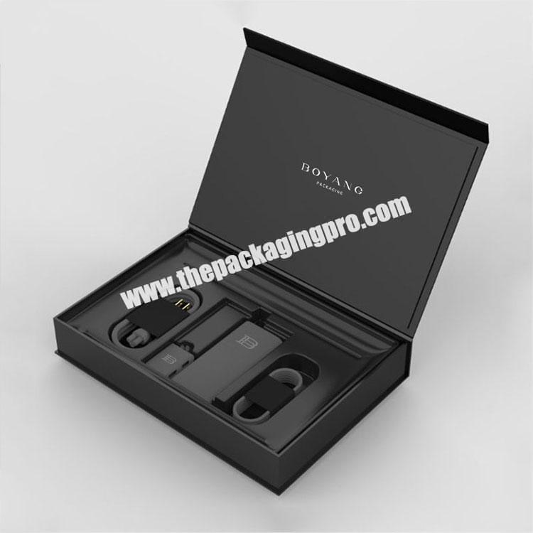 Luxury Custom Logo Black Paper Cardboard magnetic Lid Cosmetic Set Packaging Gift Box With Insert
