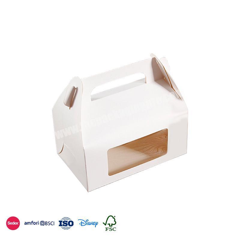 Factory Wholesale Price Custom One-piece hand ring design Cross buckle transparent cake takeaway box