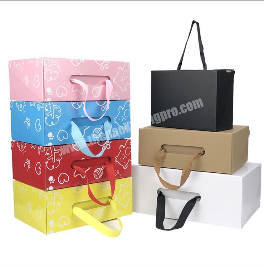 Factory Wholesale Recycled Kraft Paper MenWomen Shoes Packaging Box with Handle